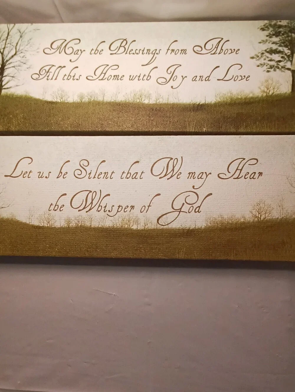 Rustic Home Wall Decor Set - Beige and Brown Inspirational Signs Quotes Blessing